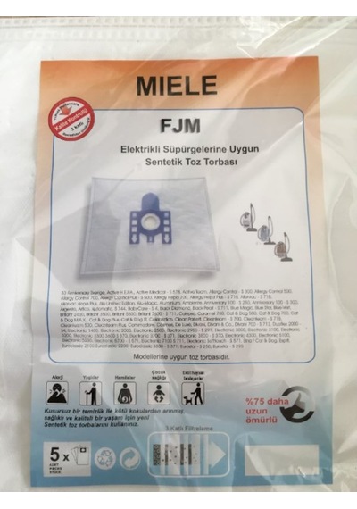 X-Bag Miele Uyumlu Fjm Gn Tipi Süpürge Toz Torbası 15 Adet Standart