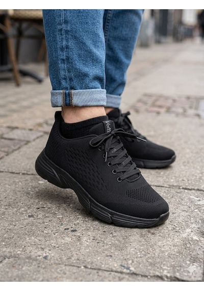Volis M-232 Siyah Memory Foam Taban Büyük Numara Erkek Sneaker Ayakkabı 45-48 Siyah