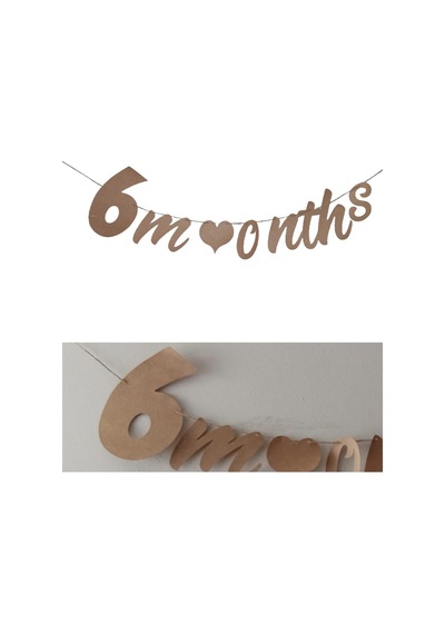 Elyazılı 6 Months Yarım Yaş Kraft Retro Banner Süs Standart