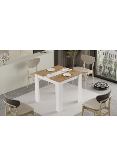 Aven Yemek Masası 80x80 Sepet-beyaz Ave20-sw Sepet Ceviz - Beyaz