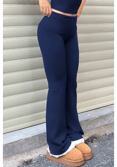 Genius Store Kadın Pantolon Pamuklu Likralı Süprem Esnek İspanyol Paça Spor Ve Günlük Pantolon Süprem-pantolon Lacivert