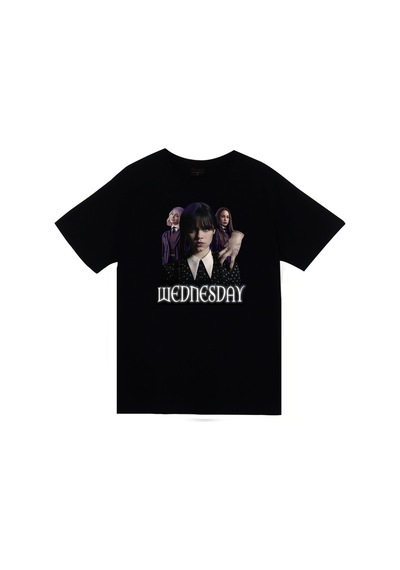 Wednesday Dizi Baskılı Unisex %100 Pamuk Siyah T-shirt SIYAH