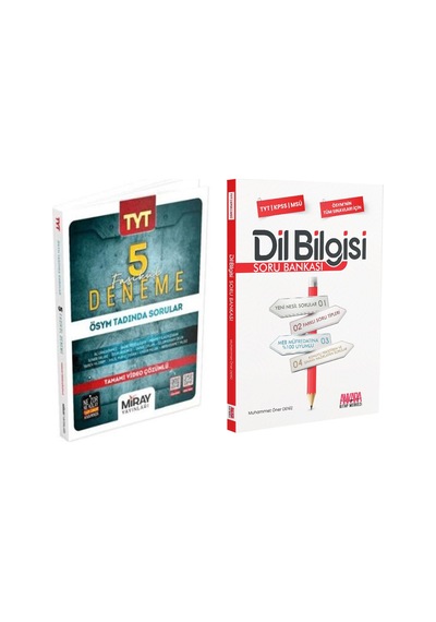 Miray Yayınları Tyt Tüm Dersler Fasikül 5 Deneme Ve Akm Dil Bilgisi Soru Bankası Seti 2 Kitap