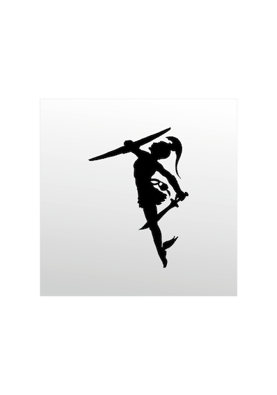 Folyo Sticker Savaşçı Kadın 130cm Uzunluk Siyah