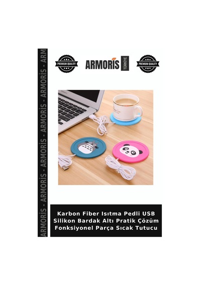 Karbon Fiber Isıtma Pedli Usb Silikon Bardak Altı Pratik Çözüm Fonksiyonel Parça Sıcak Tutucu