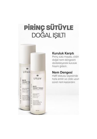 Uraw Aydınlatıcı ve Leke Karşıtı Pirinç Mayası Tonik 200 ML