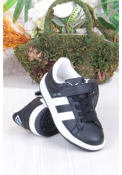 Fort Cool Cooper Rahat Esnek Sneaker Erkek Çocuk Spor Ayakkabı SİYAH-BEYAZ