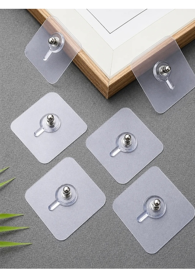 10 Adet Süper Güçlü Çerçeve Askısı Vidalı Kanca Yapışkanlı Raf Tutucu Askı Şeffaf