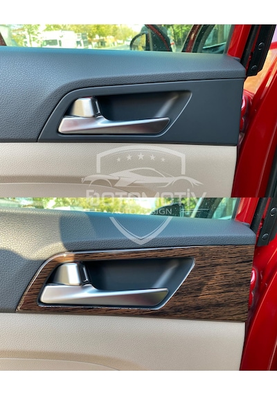 Hyundaı Tucson 2015 / 2020 Koyu Meşe Özel Ahşap Desen Full Set Torpido Konsol Kaplama