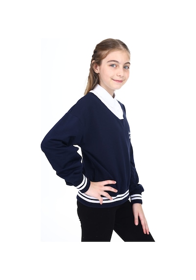 Toontoy Kız Çocuk Relax Fit Polo Yaka Düşük Omuz Baskılı Okul Sweatshirt - Garnili & 2 İplik Lacivert Toontoy Kız Çocuk Relax Fit Polo Yaka Düşük Omuz Baskılı Okul Sweatshirt - Garnili & 2 İplik Lacivert