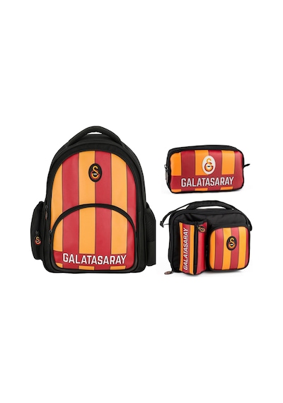 Galatasaray Erkek Çocuk Çizgi Baskılı Suni Deri Üçlü Okul Çantası Seti - Setme25556a Çok Renkli