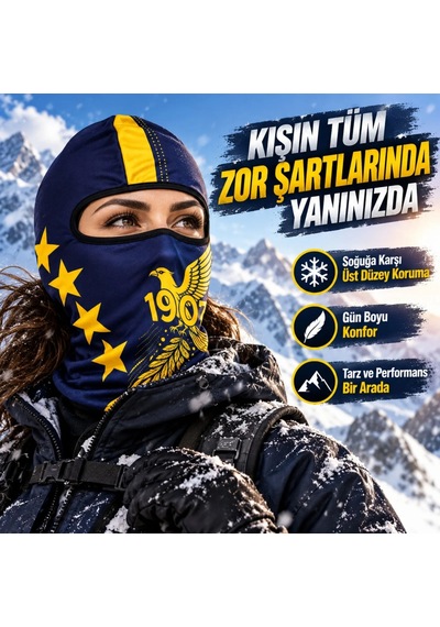 Genel Taraftar Maskesi Kışlık Unisex Termal Balaklava Boyunluk Nefes Alabilen Rüzgara Da Sarı / Standart