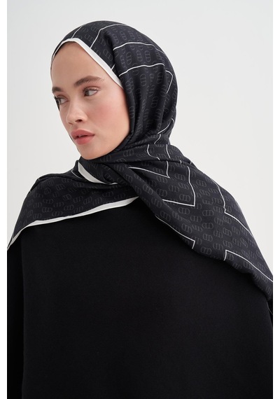 Carell Shine Monogram Floş Şal Siyah Çok Renkli