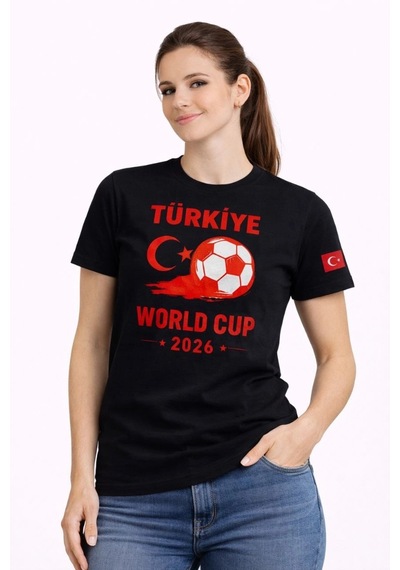 Wear Vexel Kadın Türkiye World Cup 2026 Baskılı Tişört Futbol Temalı Forma T-shirt - Siyah Siyah Wear Vexel Kadın Türkiye World Cup 2026 Baskılı Tişört Futbol Temalı Forma T-shirt - Siyah Siyah