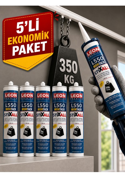 5 Adet Süper Güçlü 350 Kg Ağırlık Taşıyabilen Korniş Ve Montaj Yapıştırıcı 450 Gram Beyaz - Şeffaf