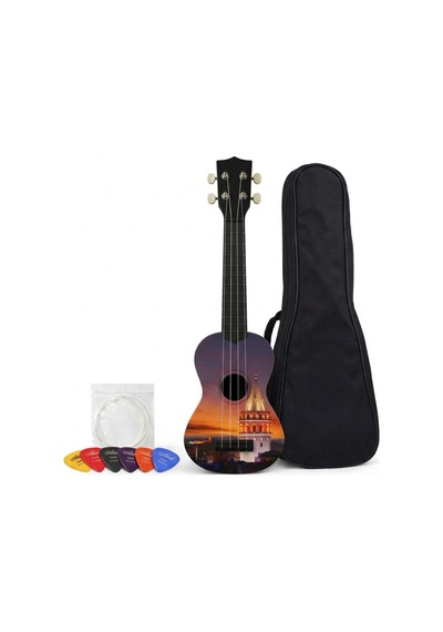 Soprano Ukulele Galata Desenli Kapak