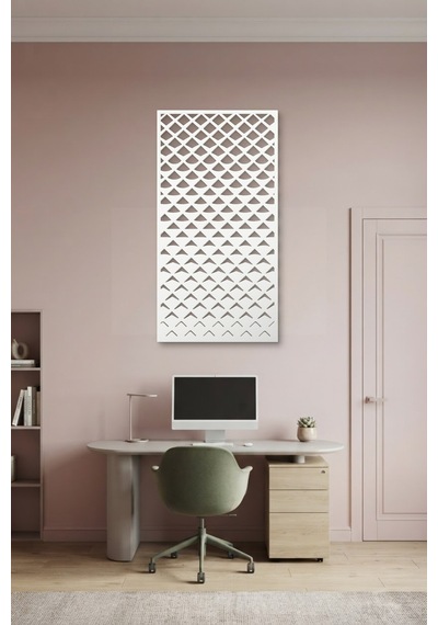 Pul Dekoratif Panel Metal Duvar Tablosu - Duvar Sanatı - Duvar Dekoru - Beyaz