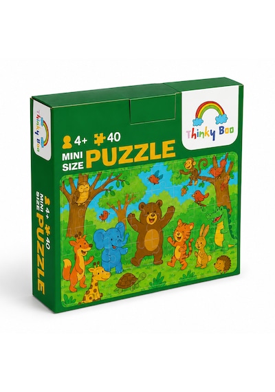Mutlu Hayvanlar Mini Puzzle 40 Parça 3-7 Yaş Eğitici Çocuk Puzzle Yapboz
