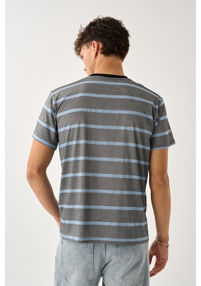 Bisiklet Yaka Çizgili Erkek T-shirt Antrasit
