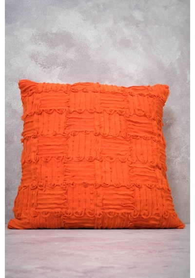 Peraluna Foam Pıllow Şifon Şerit Triko Yastık Kılıfı 45x45 Cm Turuncu - Turuncu