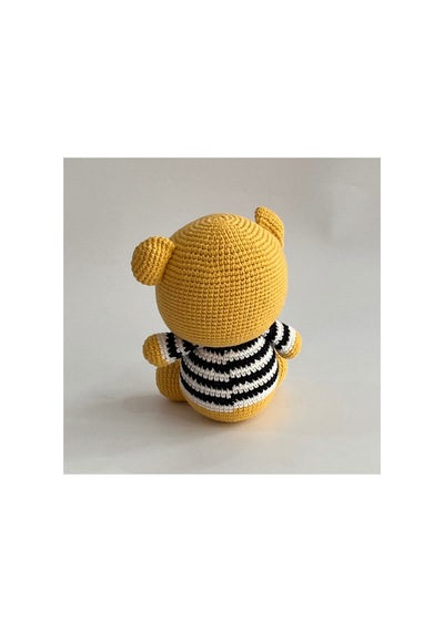 Amigurumi Tam Tam Ayıcık Çizgili Kazaklı El Örgüsü Oyuncak Sarı