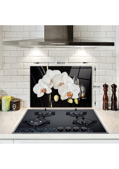 Orkideli Mutfak | Decorita Ocak Arkası Koruyucu | 40cm x 60cm