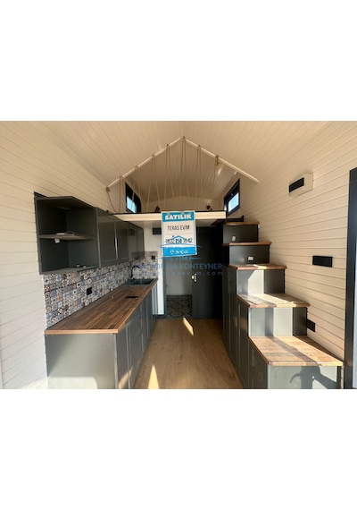 250 X 700 Teras Evim Tiny House Ahşap-kenet Sac Çelik Galvaniz Şase Loft Katlı Lüks Yaşam Alanı
