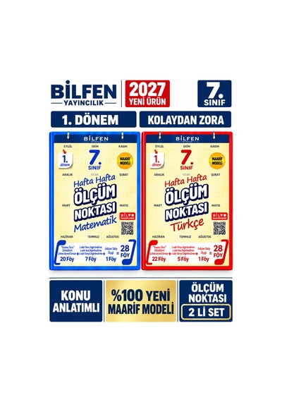 Bilfen 7.sınıf Ölçüm Noktası 2027 Matematik-türkçe %100 Maarif Model Bağlamsal Soru Bankası Seti