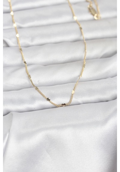Cm 14k Gold Renk Ezme Kalp Detaylı 60 Cm Zincir Kadın Kolye Renkli