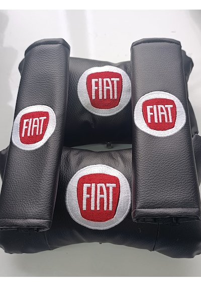 Fiat Uyumlu Oto Boyun Yastığı + Emniyet Kemer Pedi Kırmızı Beyaz