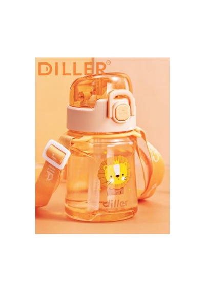 Diller Tritan Pipetli Çocuk Matara Turuncu 550 Ml Renkli