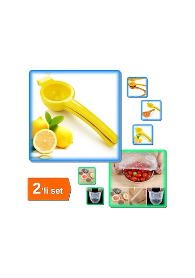 Limon Sıkacağı Limonatör Plastik + 100 Adet Tazelik Koruyan Tencere Ve Tabak Bonesi - 2li Set D3z7j6 Diğer