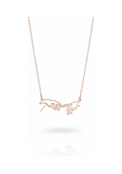 Mavili Gümüş Buluşan Eller Gümüş Kolye - Rose Rose Gold
