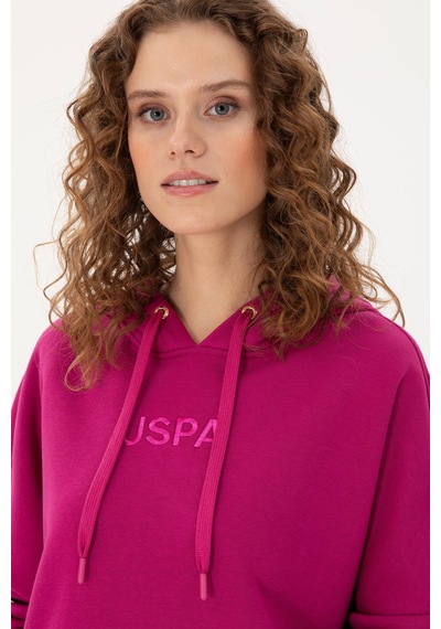 U.S. Polo Assn.  Kadın Fuşya Kapüşonlu Sweatshirt 50292370-VR023