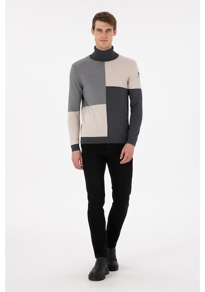 U.S. Polo Assn. Erkek Slim Fit Yarım Balıkçı Yaka Koyu Yeşil Kazak 50297057-VR049