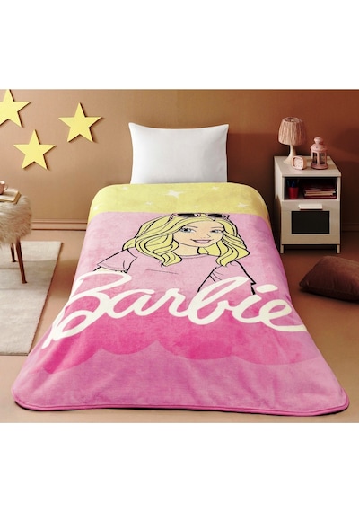 Taç Tek Kişilik Çocuk Battaniye 160x220 -barbie Girl Malibu Pembe Pembe