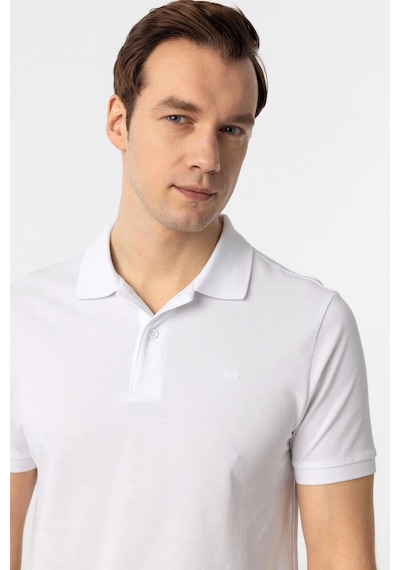 Süvari Beyaz Slim Fit Düz Polo Yaka Tişört Beyaz