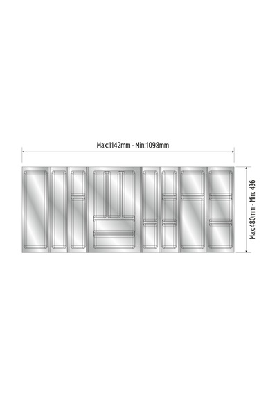 Mutfak Çekmece Içi Düzenleyici, Kaşıklık 114cm X 48cm Yanlar Ve Boydan 4cm Kesilebilir, Antrasit Antrasit