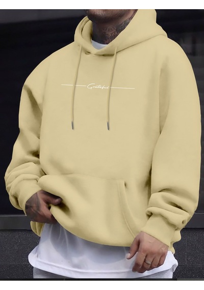 Uyguntarz İmza Baskılı Oversize Sweatshirt Bej
