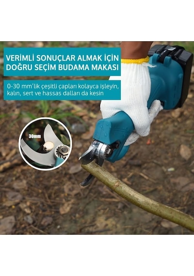 Prohummer Ph101 2li Bahçe Seti 58 Vf 5 Ah Çift Akülü Çelik Şanzıman Şarjlı Dal Budama Ve Testeresi Mavi