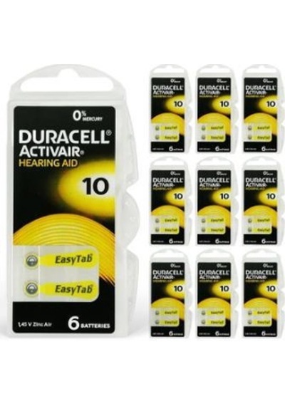 Duracell 10 İşitme Cihazı Pili 6'lı 10 Paket