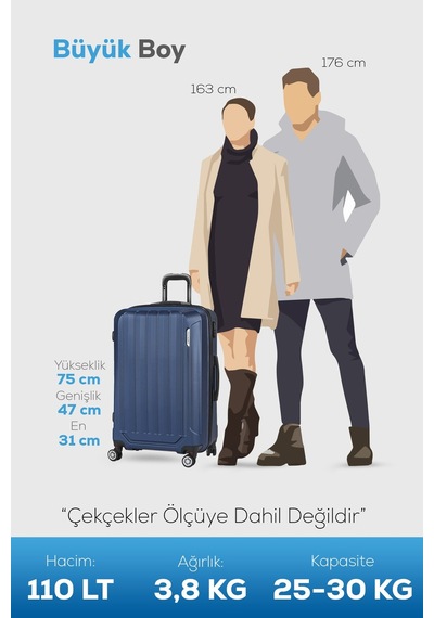 Polo&sky Spring Model Lacivert Renk Büyük Boy Valiz Bavul