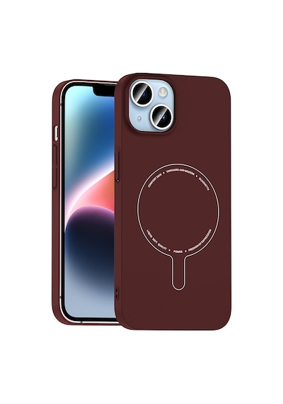 Maks Technology iPhone Uyumlu 14 Kılıf M-safe Şarj Özellikli Kamera Korumalı Mkst Elio Sert Pc Kapak - Bordo