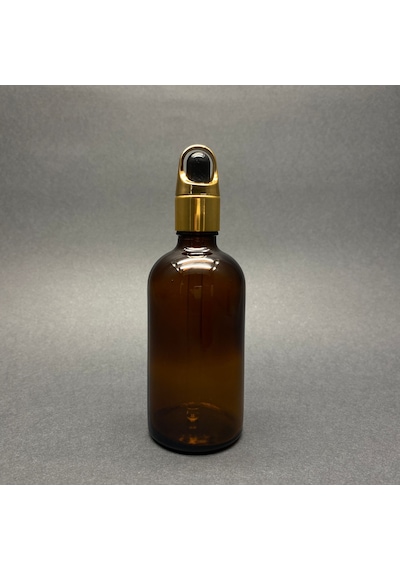 Amber Cam Damlalıklı Şişe Sepet Model Metalik Kapak  100 ML
