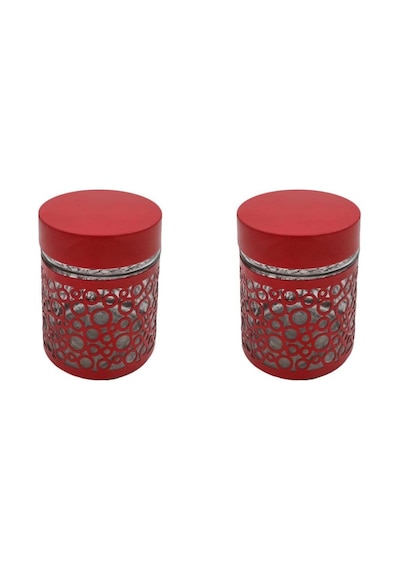 Fidex Home 2'li Renkli Cam Kavanoz Saklama Kabı 250ml Kırmızı