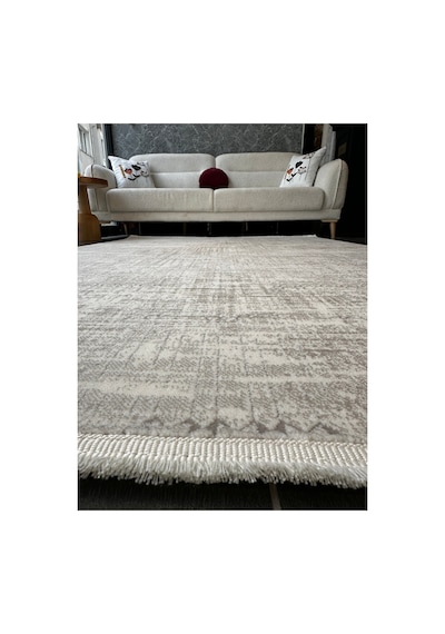 Merinos Vista %100 Akrilik Beyaz Gri Desenli Kesme Halı Yolluk Antre Koridor Salon Halısı 79300-95
