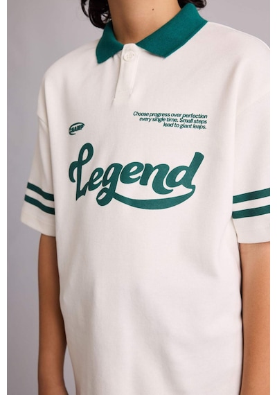 Defacto Oversize Ekru Erkek Çocuk Polo Yaka T-shirt G7474a8/er105 Ekru