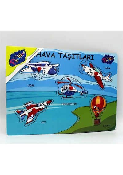 Ahşap Oyuncak Tutmalı Puzzle Taşıtlar Uçak Helikopter Balon Jet