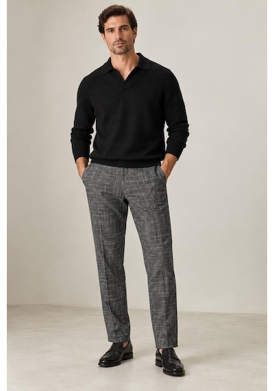 Alexandergardi Dokulu Slim Fit Kumaş Pantolon Koyu Gri