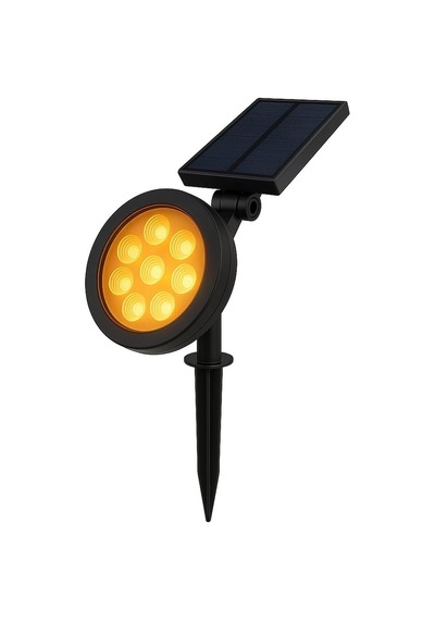 18w Solar Kazıklı Çim Armatürü Güneş Enerjili Amber Led Bahçe Aydınlatma Lambası, Ip65 Su Geçirmez, 200 L